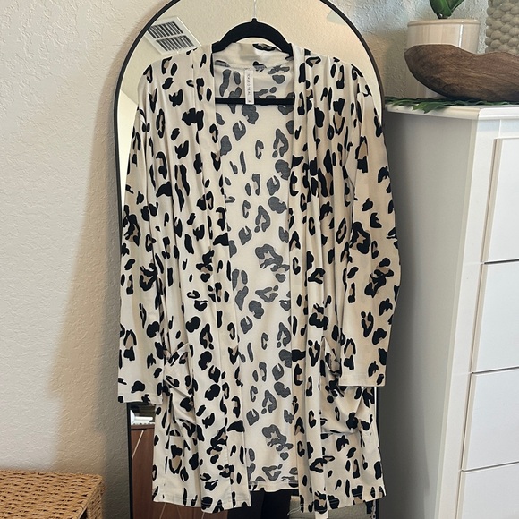 Tickled teal Sweaters - Boutique Leopard Print Open Cardigan